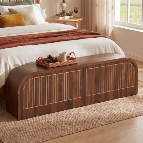 64-Inch Fluted Storage Bench