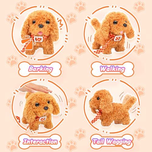 Tagitary Plush Toys Puppy Electronic Toy Dogs That Walk and Bark,Tail Wagging Fake Dog Interactive Dog Toy for Kids with Leash,Easter Christmas Birthday Gift for Toddlers Kids - Image 3