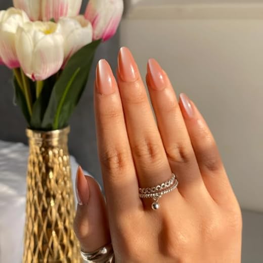 Glossara Nude Almond Press-On Nails 24 pcs