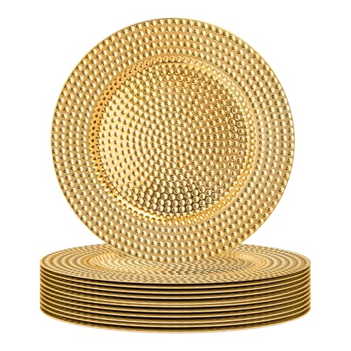 MAONAME Gold Charger Plates Set of 12, 13" Electroplated Plate Chargers