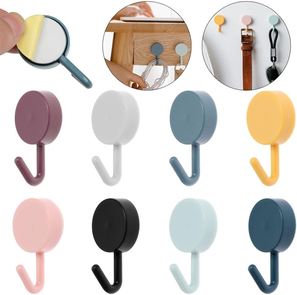 Bathroom Decorative Towel Rack Solid Color Sticker Adhesive Wall Hanger 10pcs(White and Black)