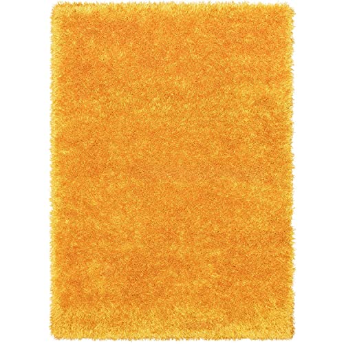 Image of Carpet for Living Room, 4x4 (Square) Feet Yellow Solid Plain Modern Polyster Luster Shaggy Ultra Thick and Pluffy Soft Shag Area Rug for Your Bedroom, Kid Room, Office and Home