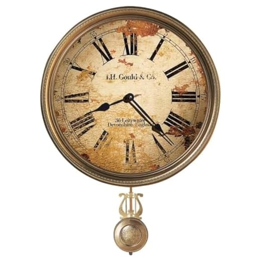 Howard Miller Donnelly Wall Clock II 549-665 – 15-Inch Antique Brass Pendulum with Auto Daylight Savings Time and Quartz Movement