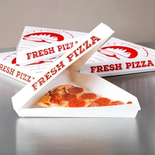 Paperboard White Pizza Slice Clamshell Food Container with
