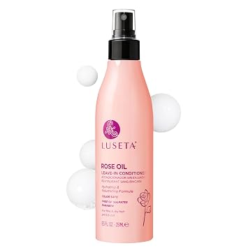 Luseta Rose Oil Leave-In Spray Smooths Fine Hair & Adds Shine, 8.5oz | Nourishes Fine, Dry Hair with Rose Oil, Adds Shine and Volume. Sulfate-free, Paraben-free, Color-safe
