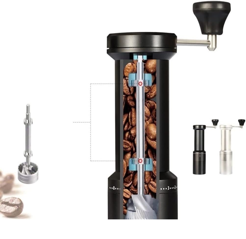 French Press Przenośny młynek ręczny ekspres do kawy użytku domowego mały ziaren ze stopu Dzbanek Kawy(Blue,Silver)