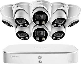 Lorex Technology N4K2SD-88WD 4K Smart Deterrence Surveillance System Featuring N842A82 2TB 4K Fusion NVR and 8 E892DD 4K Two-Way Audio Smart Motion Detection Dome Cameras