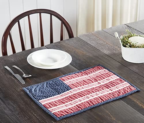 Primitive Country Americana Revere Red White and Blue Patriotic Collection Quilted Placemat Set of 6