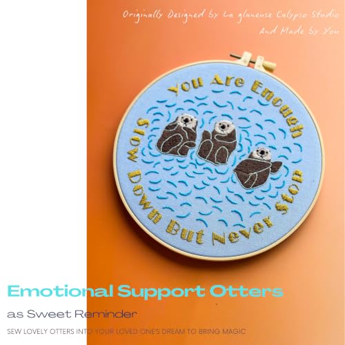 Image of La glaneuse Embroidery Kit for Adult, Beginner Funny Animal Embroidery Kit of Positive Sea Otter Pattern with Positive Healing Quotes as Mental Health Hobby