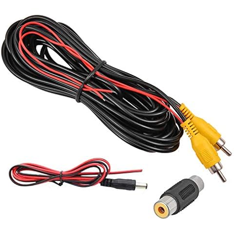 DALLUX Backup Camera RCA Video Cable,Car Reverse Rear View Camera Video Cable with Detection Wire(20FT/6 Meters),AV Extension Cable with RCA Video Female to Female Coupler and Power Cable Cover