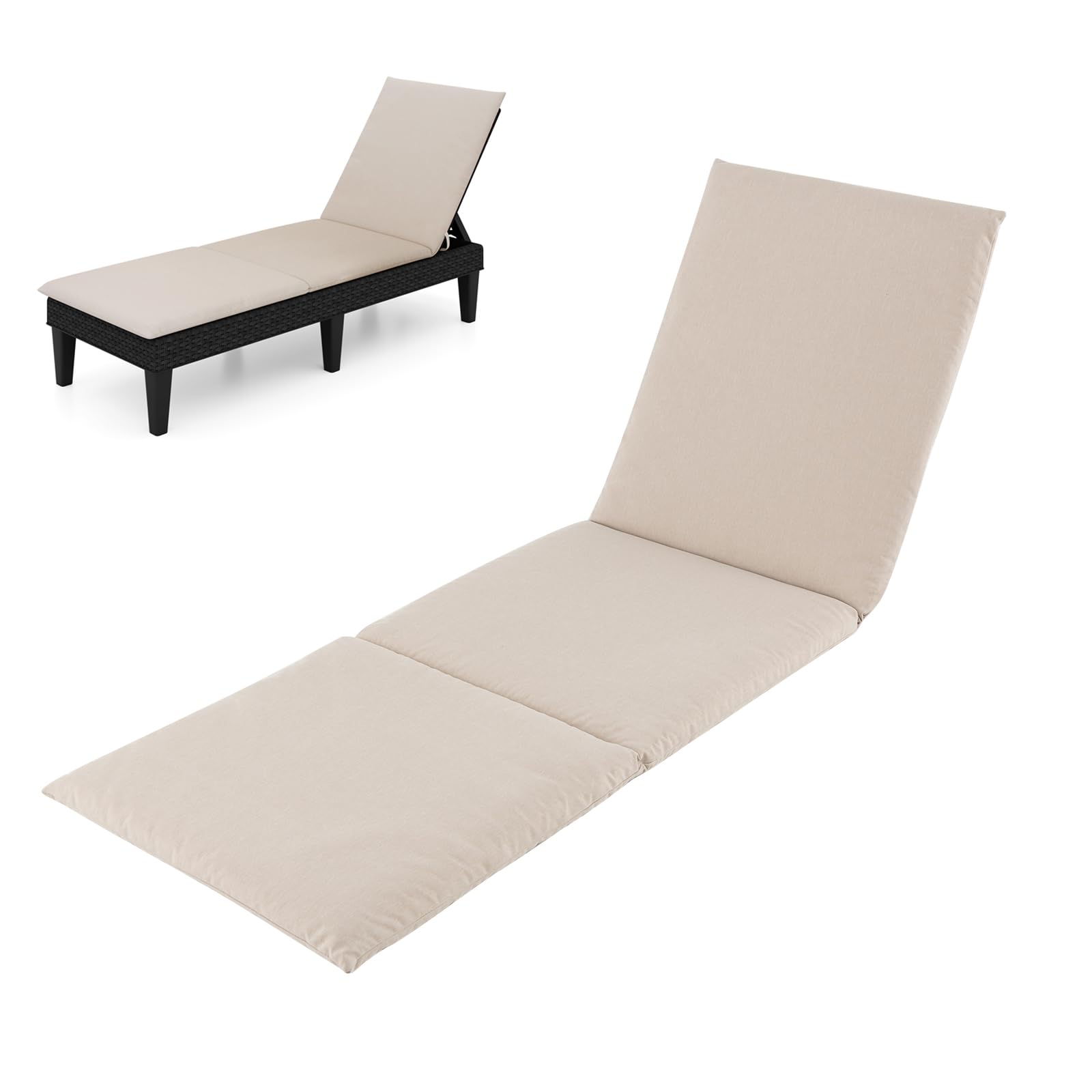 KOMFOTTEU Cuscino per sedia a sdraio da esterno 182 x 59 cm Beige