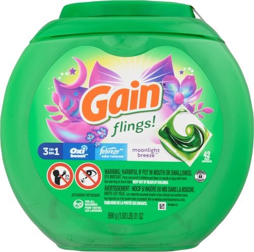 Miniatura 2 de Gain Flings! Paquete de detergente líquido para ropa, Moonlight Breeze, 42 unidades