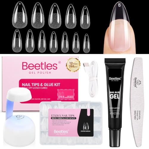 Image of Beetles Medium Almond Nail Extension Kit, 288pcs Nails Tips, 12 Sizes