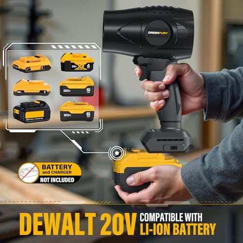 Image of Cordless Leaf Blower Compatible with Dewalt 20V MAX Battery, 430 CFM 125 MPH Powerful Airflow - Lightweight Handheld Blower for Patio, Debris, Leaves & Snow Removal (Battery Not Included)
