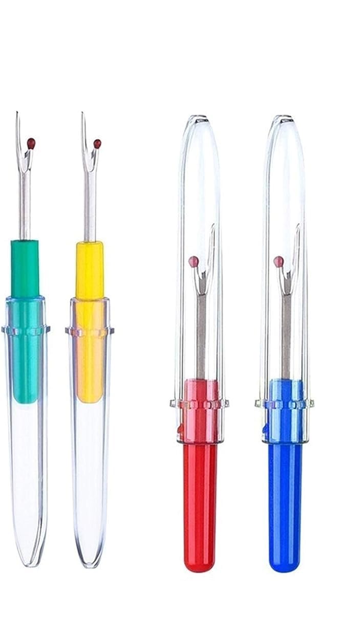 Sewing Snips Thread Cutter Sewing Scissors Seam Ripper, Sewing Stitch Thread Unpicker with Plastic Handle and Cover 4 Pcs, Sewing Stitch Thread Unpicker