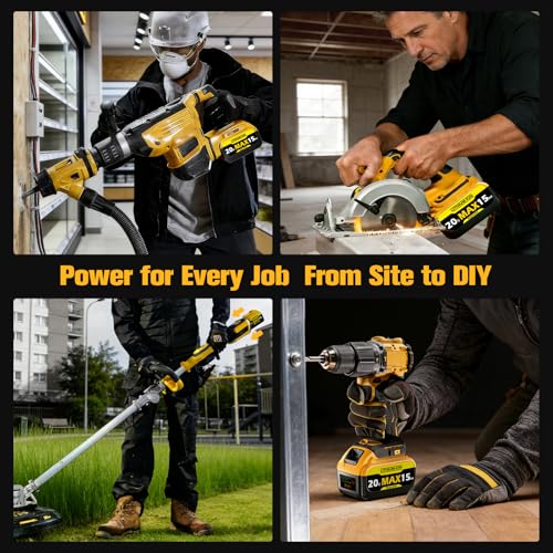 Image of 15Ah 20V MAX Replacement for Dewalt Lithium Ion Battery with High Capacity Batteries Cordless Power Tools 20 Volt Baterias DCB201 DCB203 DCB204 DCB205 DCB206 LED Indicator (2 Pack MAX 15Amp 20Volt)