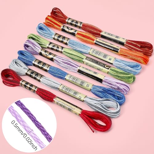 Image of 8 Skeins 6 Strands 70 Yards Variegated Embroidery Cross Stitch Thread Gradient Color Friendship Bracelet Blue Cotton String Floss for Sewing Making Bracelet Knitting Stitching Craft Supply