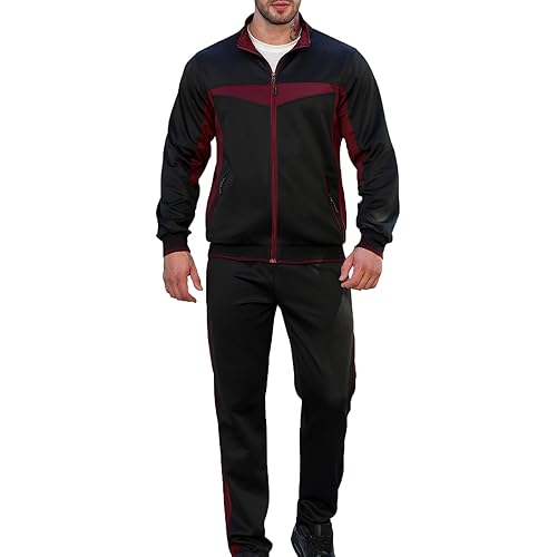 Men's Tracksuit 2 Piece Outfit Long Sleeve Jogging Sweatsuit Running Athletic Sports Set
