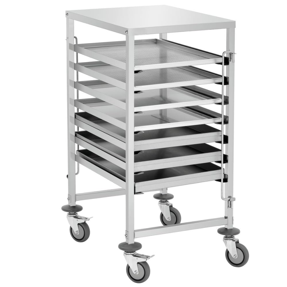 MBH - Carro para Bandejas de Acero Inoxidable 600x400 mm. Carro Profesional con Capacidad para 7 bandejas para hosteleria