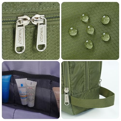 Image of WANDF Travel Toiletry Bag for Men, Small Dopp Kit for Toiletries | Water-Resistant Fabric, Travel Bag for Toiletries, Compact Storage, Shaving Accessories, Weekend Trips