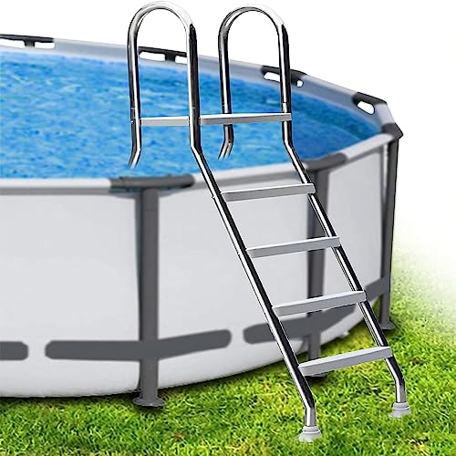 KLYDBMYT Escalera de 4 escalones, Escalera de Piscina Resistente con Pedales Antideslizantes, escalones para Piscinas elevadas, Capacidad de Peso de 500 Libras, para Piscinas de Patio Trasero