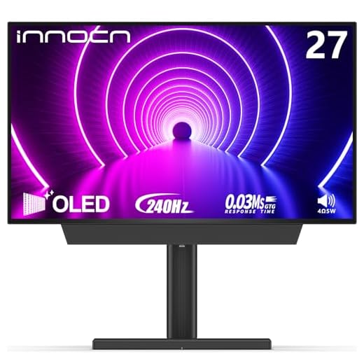 INNOCN 27" OLED Gaming Monitor 2K QHD 2560 x 1440p 240Hz 0.03ms HDMI DP USB Type C Connectivity, Built-in Stereo Speakers, Height Adjustable Stand, Black, 27A1S