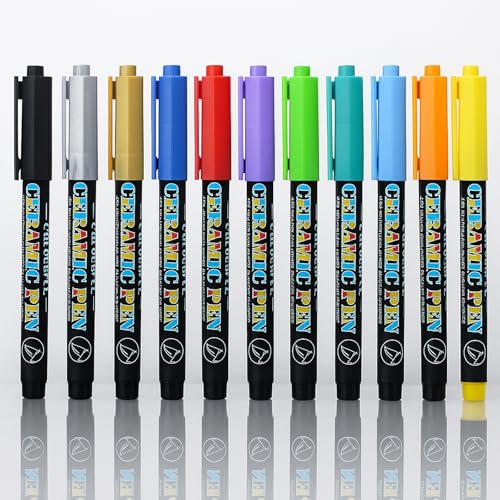 RiyaNed Rotuladores ceramica,1.0-3.0mm Rotuladores para porcelana,adecuados para patrones de dibujo y diseño y creación en diferentes porcelana y cerámica(12 colores)