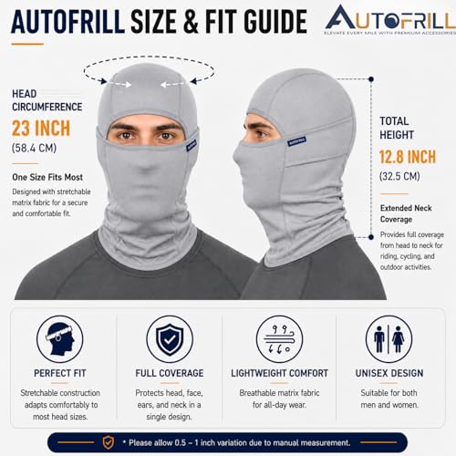 Image of AUTOFRILL Balaclava for Men - Full face mask for Bikers Helmet Liner & Head Cover for Men Breathable Mask for Motorcycle Riding & Cycling