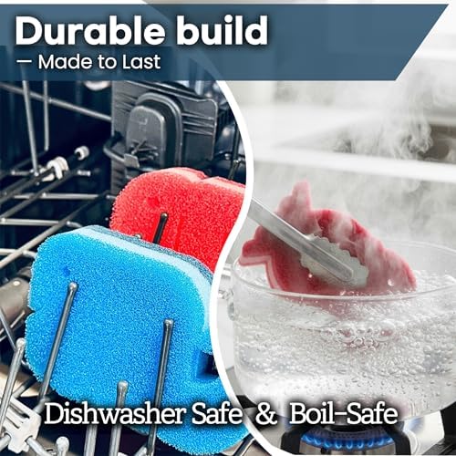 Dish Sponge Bundle | 10 Pack Dual Sided Triple Layer Kitchen Sponges | 5 Red Fish Sponges + 5 Blue Whale Sponges | Boil Safe, Scratch Free, Odor Resistant, Extra Durable image 4