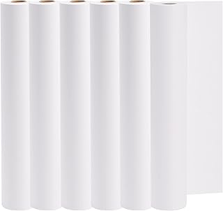 SOUJOY 6 Pack Easel Paper Roll, 12Inch x 82Feet White Paper Roll, Recyclable Arts and Crafts Bond Drawing Paper for Kids Paints, Wall-Mount Note Station, Fadeless Bulletin Board Paper