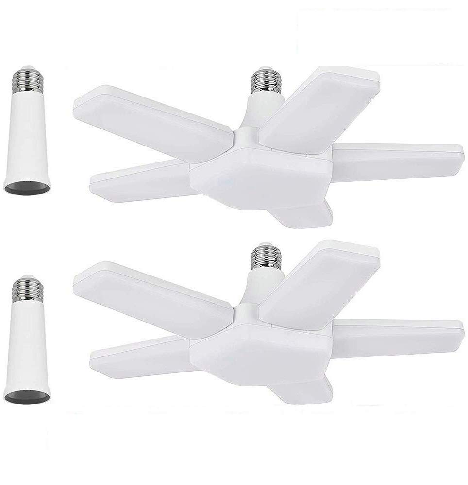 LED Garage Lights 2 Pack, 60W Deformable LED Garage Ceiling Light with 5 Adjustable Panels,7200Lm LED Shop Light for Garages LED Light Bulbs for Garage Lighting, Workshop, Warehouse, Basement