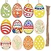 Ostern Anhänger Holz, 48 Stück Osteranhänger aus Holz, Holzanhänger Ostern Deko mit Schnur, DIY Anhänger Ostern, Ostereierfarbe Ostereier Osterbasteln für Kinder Ostern Party Dekorationen