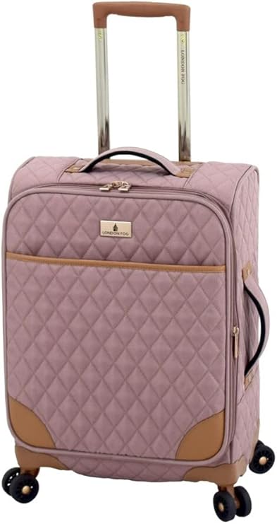 review LONDON FOG Queensbury Softside Spinner Luggage, rose gold, Carry-On 20-Inch