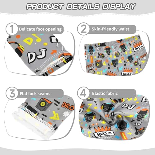 Girls Printed Leggings Yoga Pants Skeleton Sound Headset Note Pattern for Kids in 4t to 10 Years, 4T3