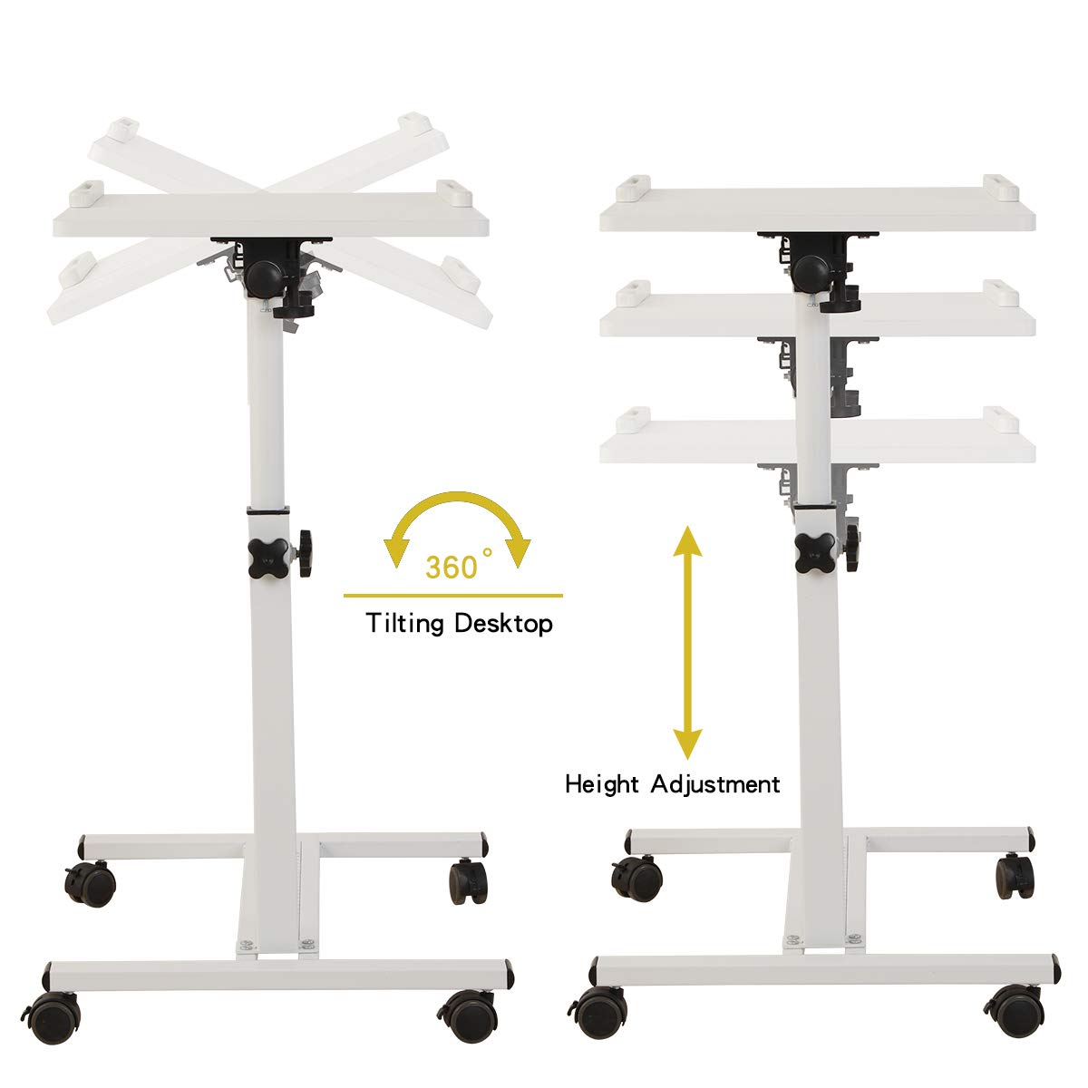 TigerDad Rolling Laptop Table Rolling Laptop Desk with Wheels Rolling