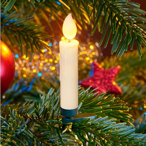 Set de 20 Bougies LED sans fil avec Flamme 3D pour Sapin de Noël