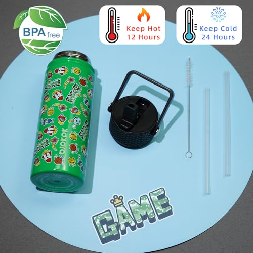 Image of BJPKPK Insulated Water Bottle, 18oz Stainless Steel with Straw Lid