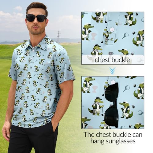 Men's Golf Polo Shirts,Funny Print Short Sleeve,Casual Collar Performance Moisture Wicking Quick Dry Golf Polo Shirts4