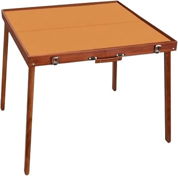Ronyme Portable Game Surface Mahjong Table Folding Tabletop Wooden Board Rectangular Desk With Carry Handle and Metal Latch for Patio Games backyard leisure outdoor gatherings