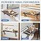 Zvonema Katzen Hängematte, Katzen Fensterliege, Stabil groß Katzenhängematte, Holz Katzenbett Fenster mit Abnehmbarem Dickem Bezug, Bequem Katzenbett Fensterbank, Platzsparendes Design bis zu 30kg