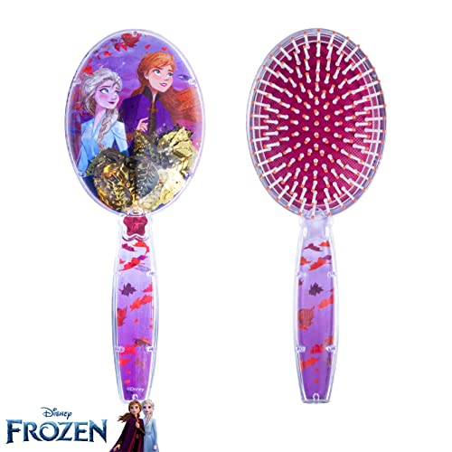 Frozen Hair Brush With Magical Sparkling Leaves Confetti Hair Brush, Purple - Kids Hair Brush Ages 3+ #TOP4