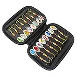 ESiiFuu Spinner Lures Metal Sequins Spinner Fishing Lures with Tackle Bag for Bass Trout Perch Pike Rotating Fishing Accessories Black 16PCS Metal Bait