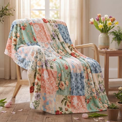Manta Hahafelt Boho Pastel Floral de Lana de Franela 50 x 60 pulgadas miniatura 4