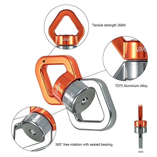 Giratório de corda, Andoer Escalada de resgate de rolamento selado com conector giratório de corda 3