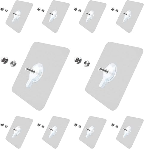Miniatura 1 de Paquete de 10 ganchos de pared sin daños, ganchos adhesivos transparentes reutilizables, ganchos resistentes para baño, cocina, ganchos adhesivos