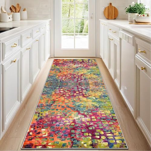 CLOYAO Tapis de Cuisine Long Tapis de Passage Lavable en Machine Antidérapant 40 x 60 cm Tapis de Couloir Absorbant Tapis de Sol pour Couloir Cuisine Devant...