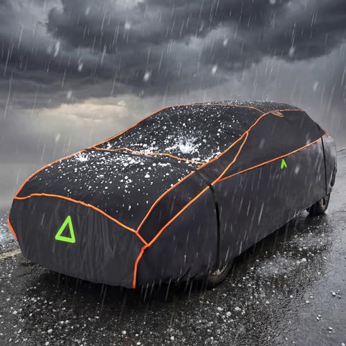 Hagelschutzplane Auto Wasserdichter Verdickter Hagelschutz Auto Autoabdeckung Hagelschutz PKW Hagelschutzgarage für Limousine Schwarz (PKW: 450 - max.475cm Länge)