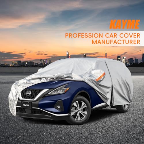 Image of Kayme 6 Layers SUV Car Cover Custom Fit for Nissan Murano(2008-2025) Waterproof All Weather for Automobiles, Outdoor Full Cover Rain Sun UV Protection.Silver