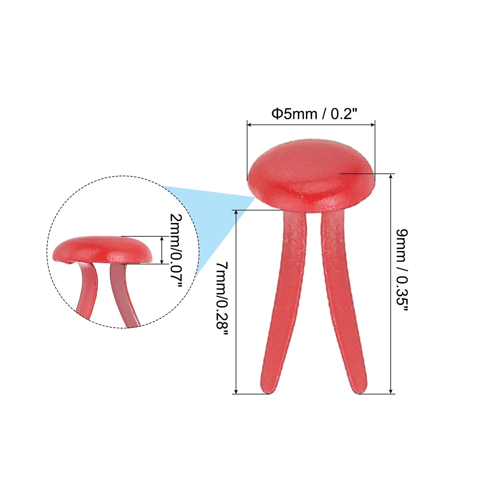 PATIKIL 200 PCS Paper Brass Fasteners Split Pins Pastel Mini Metal Brads Round Head Plated Fastener for Craft Art Scrapbooking DIY Supplies Red - Image 2