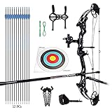 Sanlida Hero X8 Junior Professional- Grade Standard Target Compound Bow and Arrow Kit with Target Accessories for Competition for Juniors, Youths, Ladies/Limited Life-time Warranty/Black/7-35Lbs